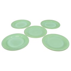 Vintage Fire King Jadeite Green Oven Ware Appetizer Salad Plate 5 Pc Set