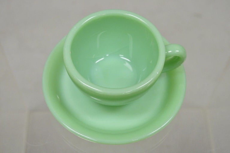 Vintage Mid Century Small Glass Kitchenware Jadeite Green Cup And