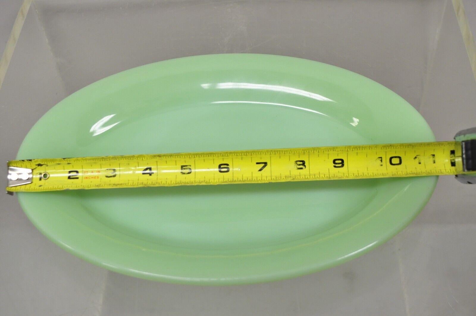 20th Century Vintage Fire King Oven Ware Jadeite Green Oval Sandwich Serving Plate