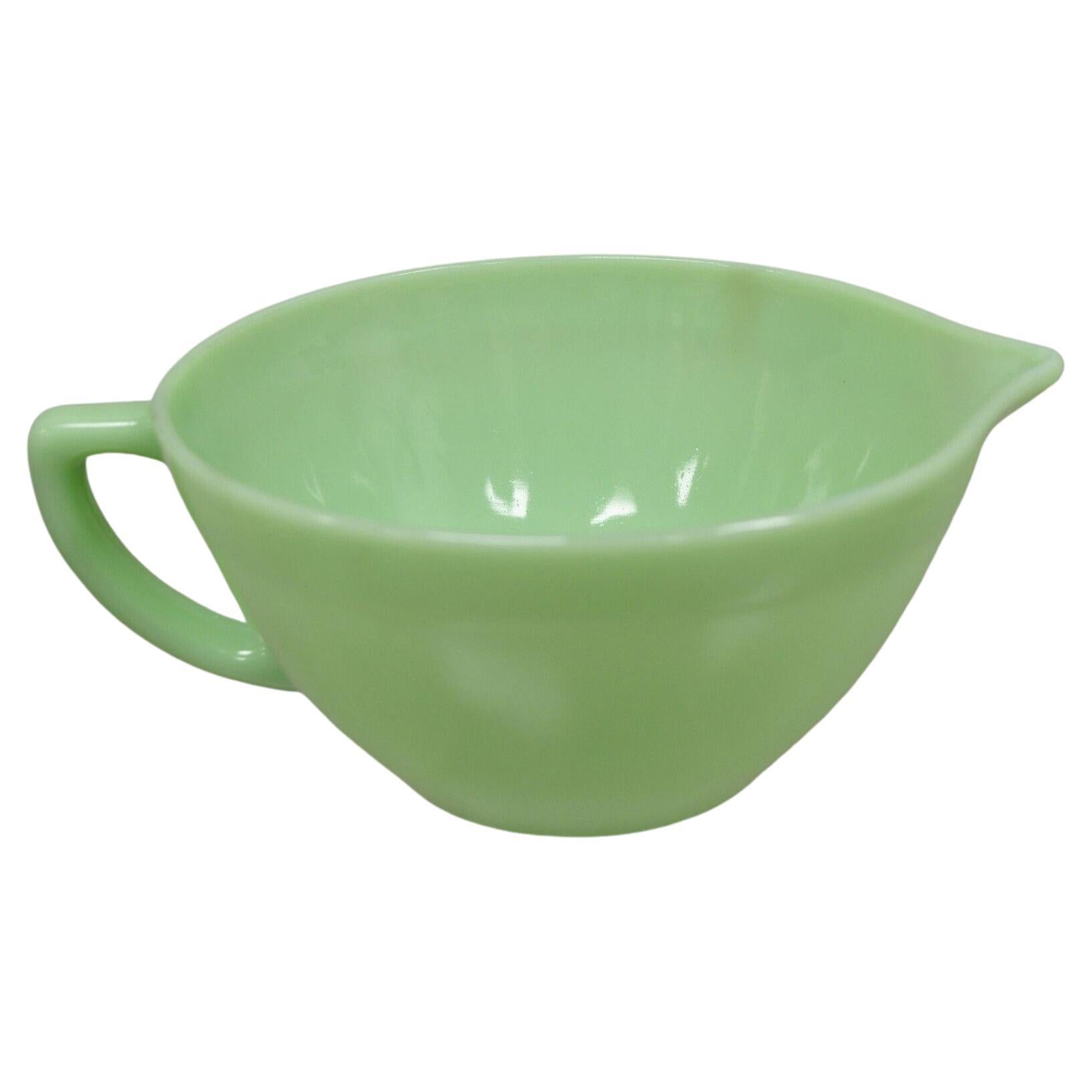 Vintage Fire King Oven Ware Jadeite Green Batter Bowl with Spout & Handle