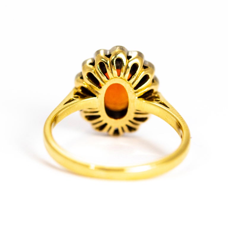 Vintage Fire Opal and Diamond 18 Carat Cluster Ring at 1stDibs ...