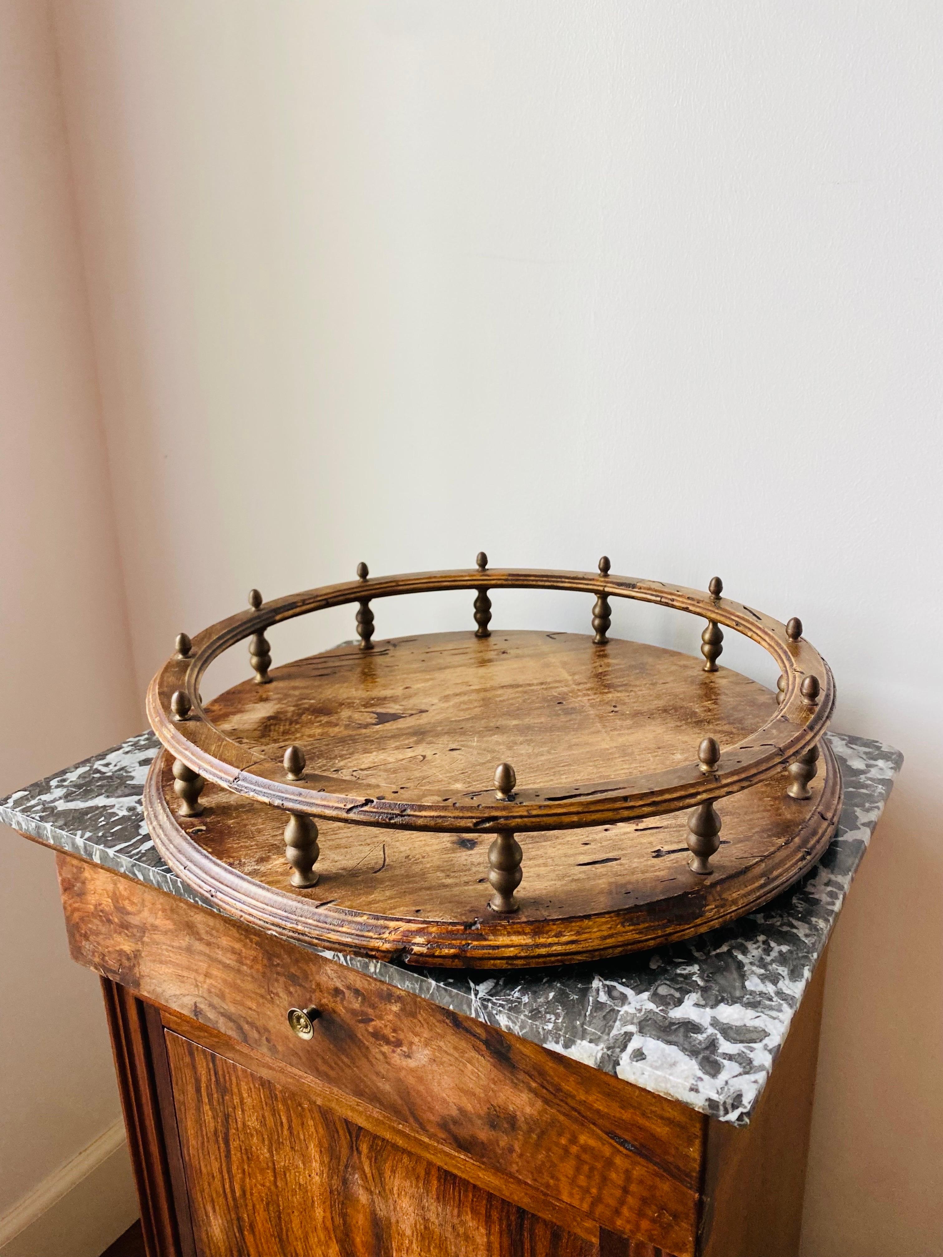 Hand-Crafted Vintage Firenze Italian Large Wood Serving Tray For Sale
