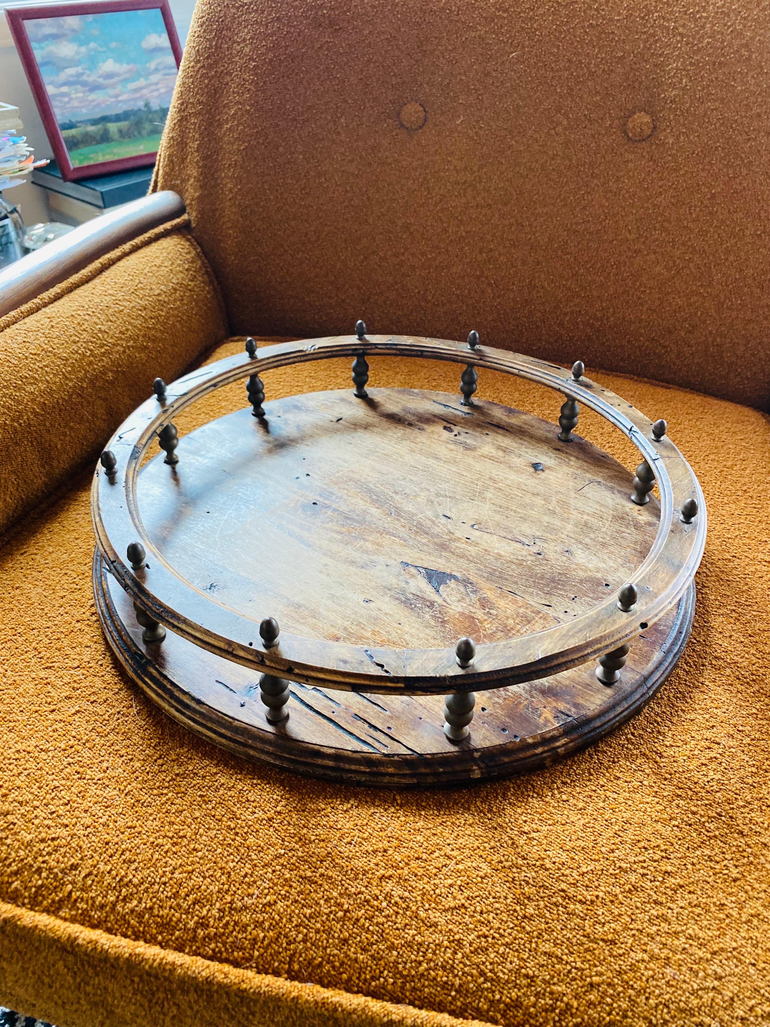 Vintage Firenze Italian Large Wood Serving Tray In Good Condition For Sale In San Diego, CA
