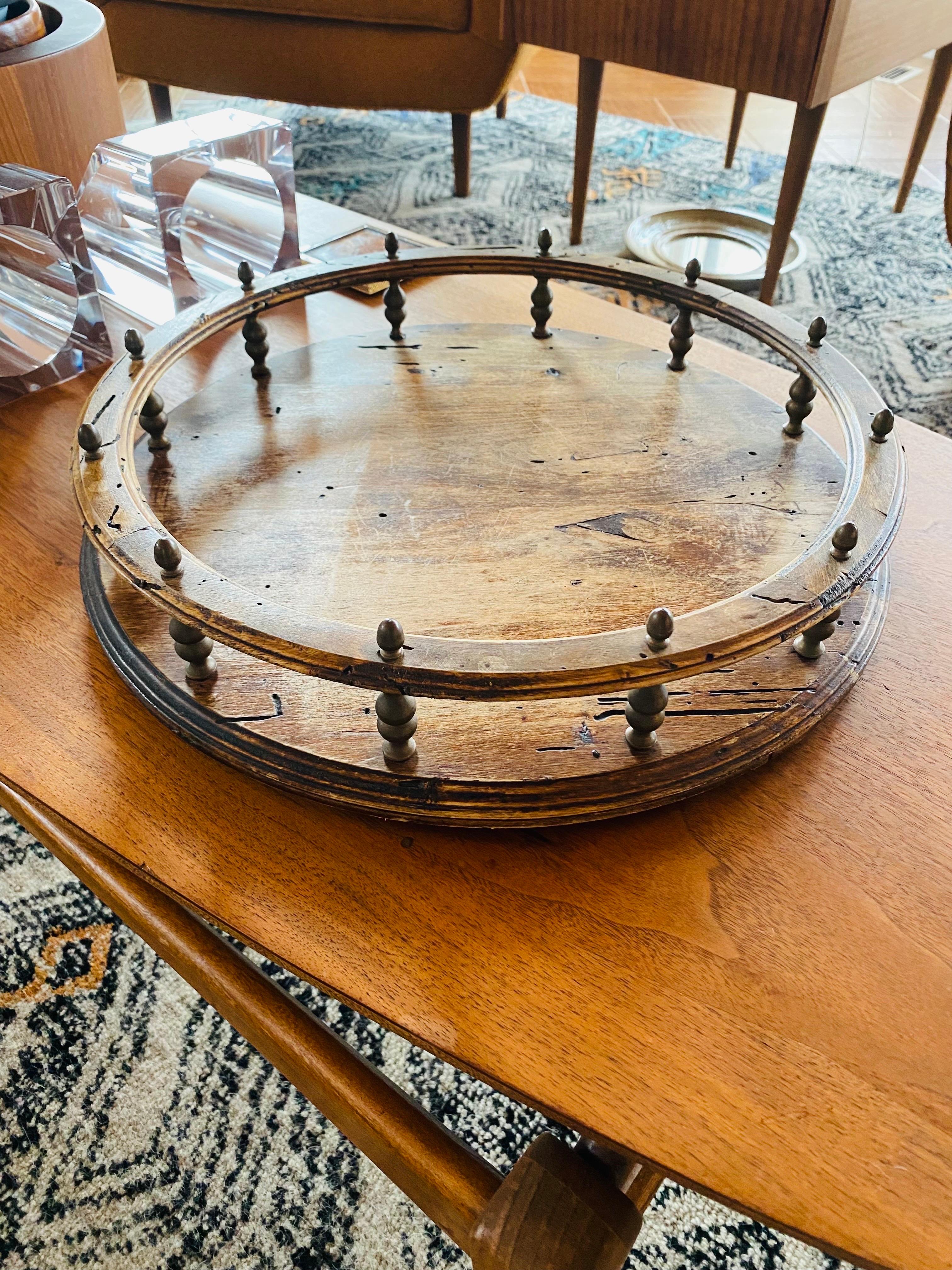 Late 20th Century Vintage Firenze Italian Large Wood Serving Tray For Sale