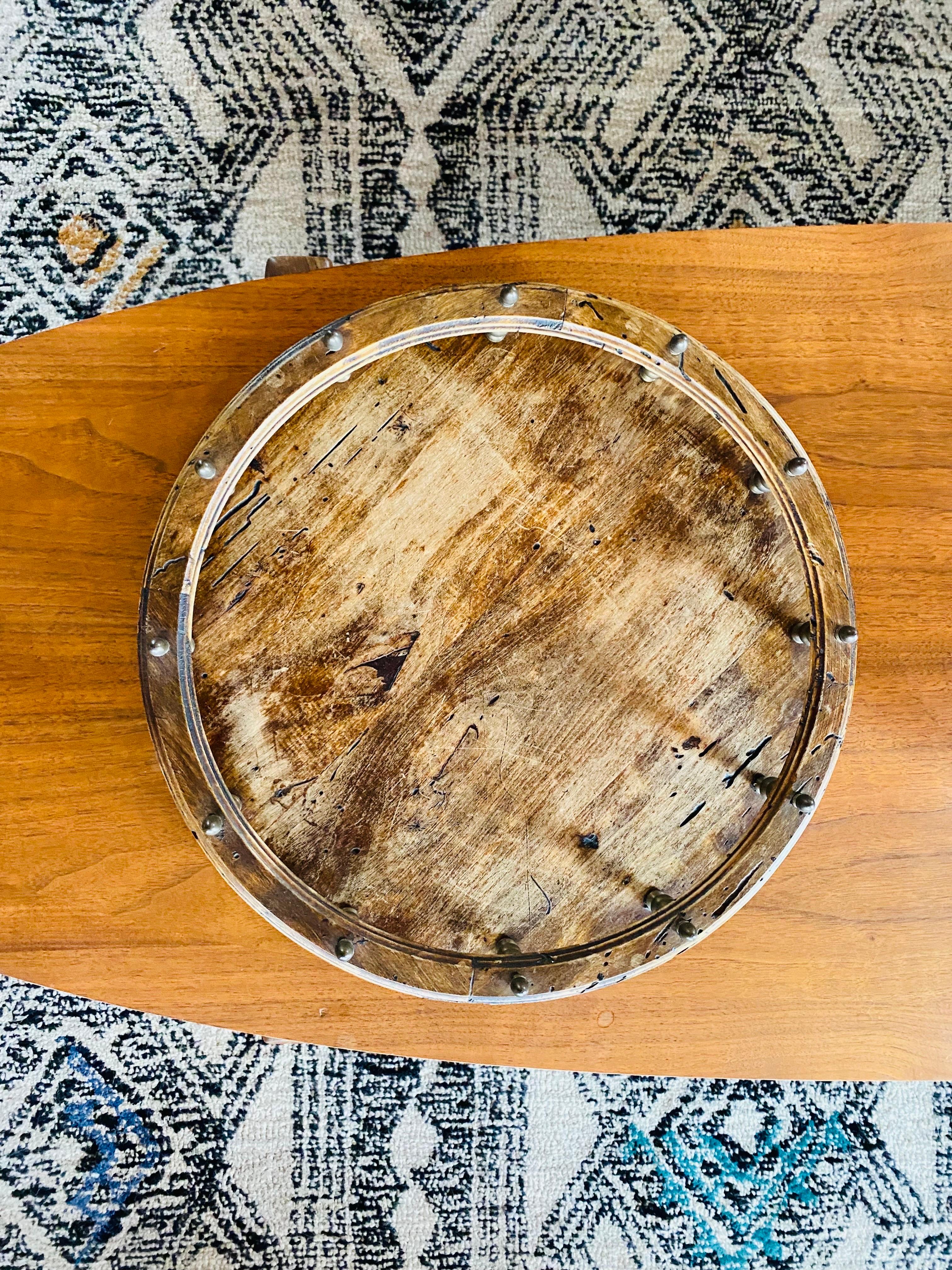 Vintage Firenze Italian Large Wood Serving Tray For Sale 1