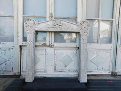 Vintage fireplace mantle in carved floreal Graniglia stone, Italy