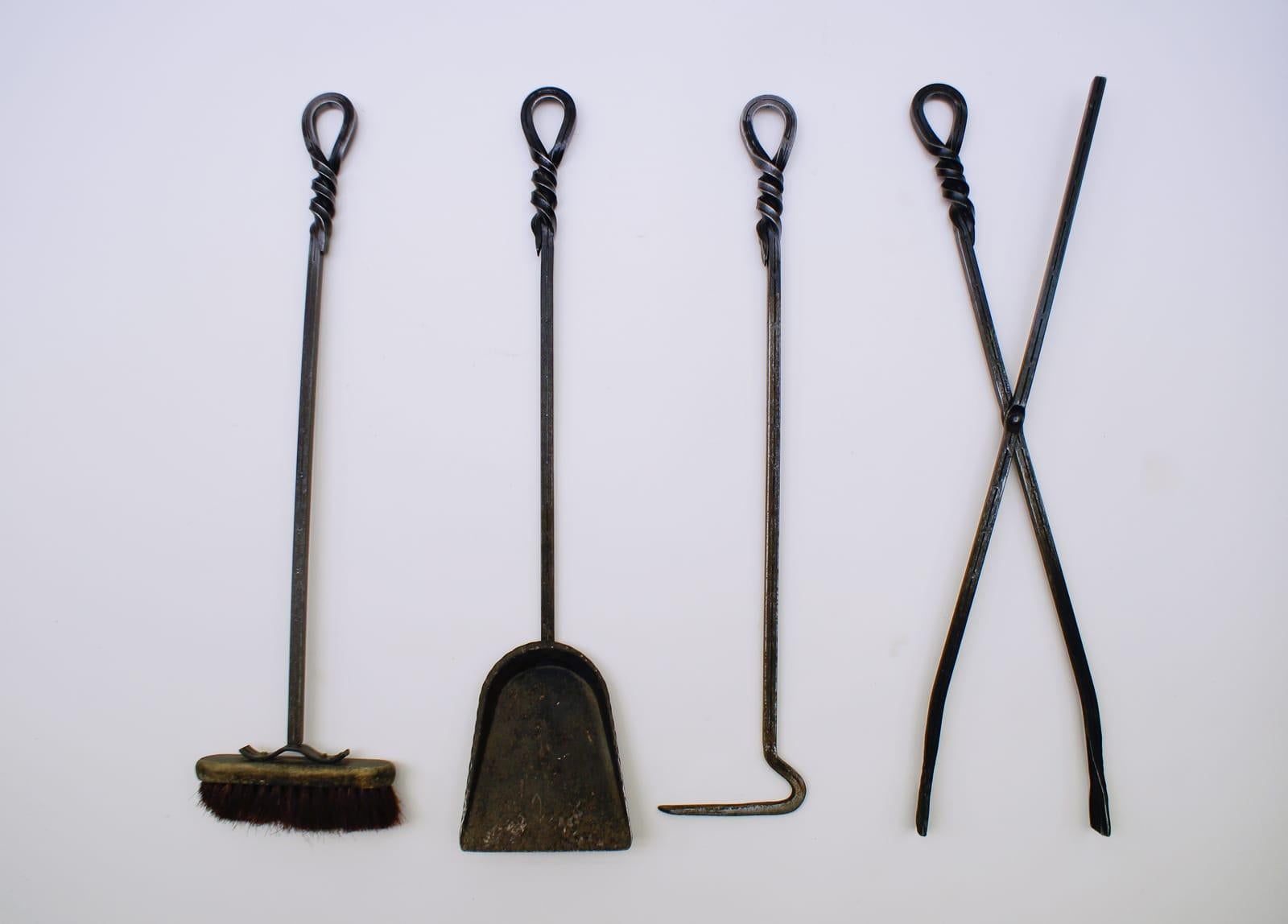 Vintage Fireplace Tool Set in Cast Iron, 1970s 1