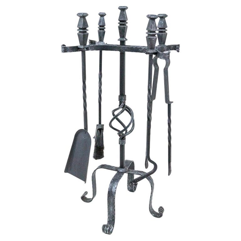 Vintage Fireplace Tool Set in Cast Iron, 1970s France For Sale at 1stDibs
