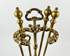 Vintage Fireplace Tools Bronze Set Of 4-Piece Bronze Accessories, France, 1950s