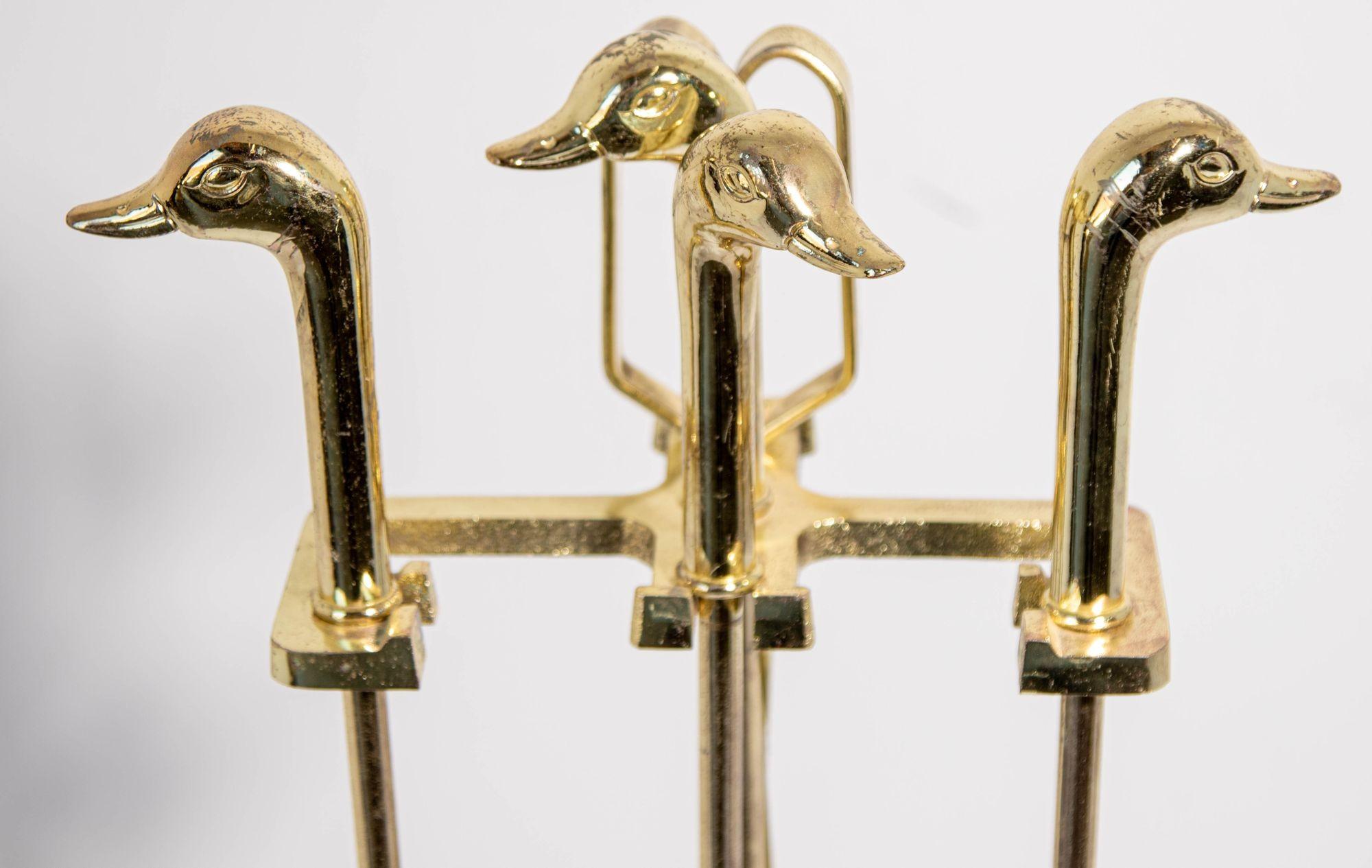 brass duck head fireplace tools