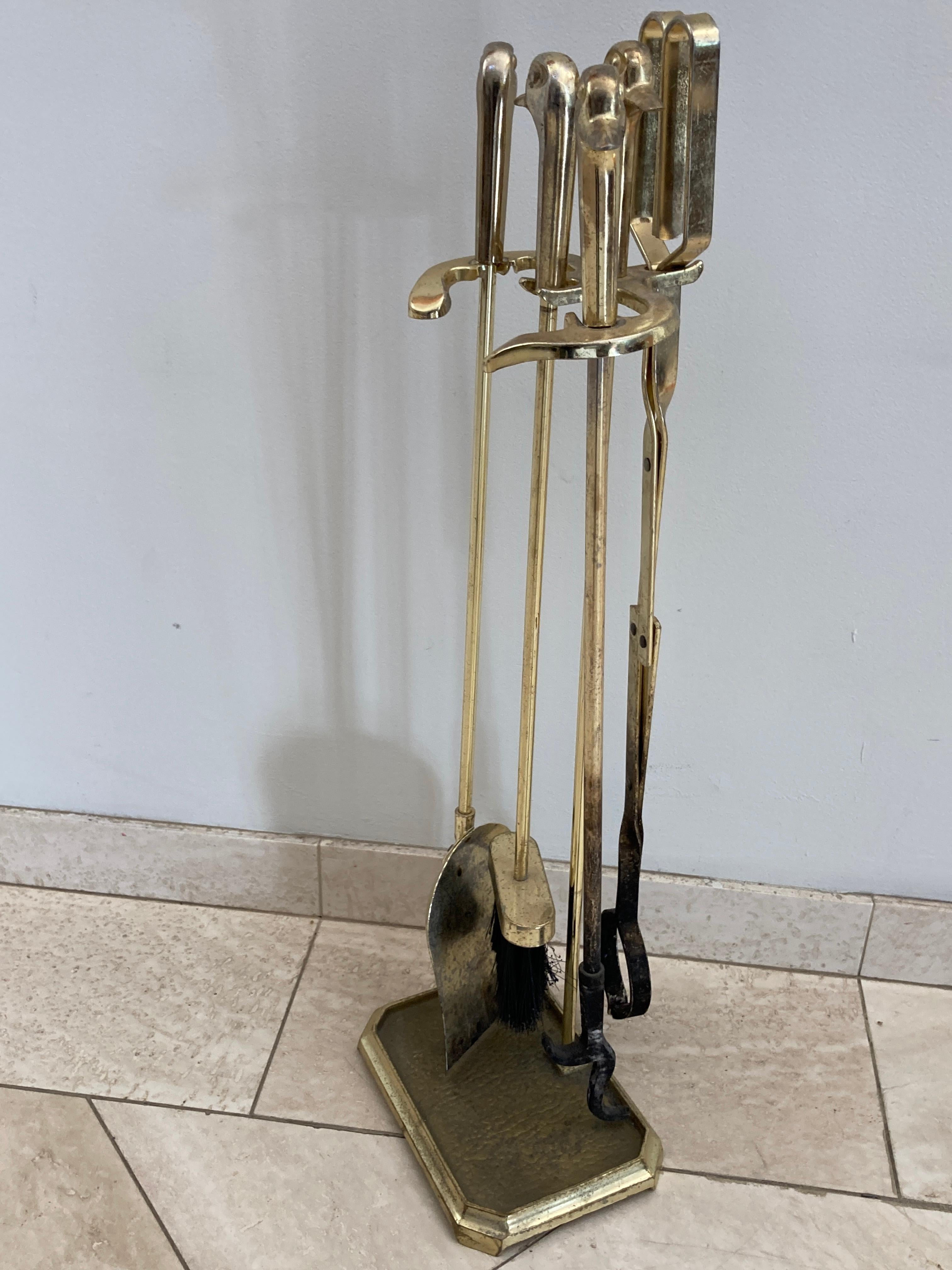 Vintage Fireplace Tools in Brass with Duck Heads, French, circa 1960 4