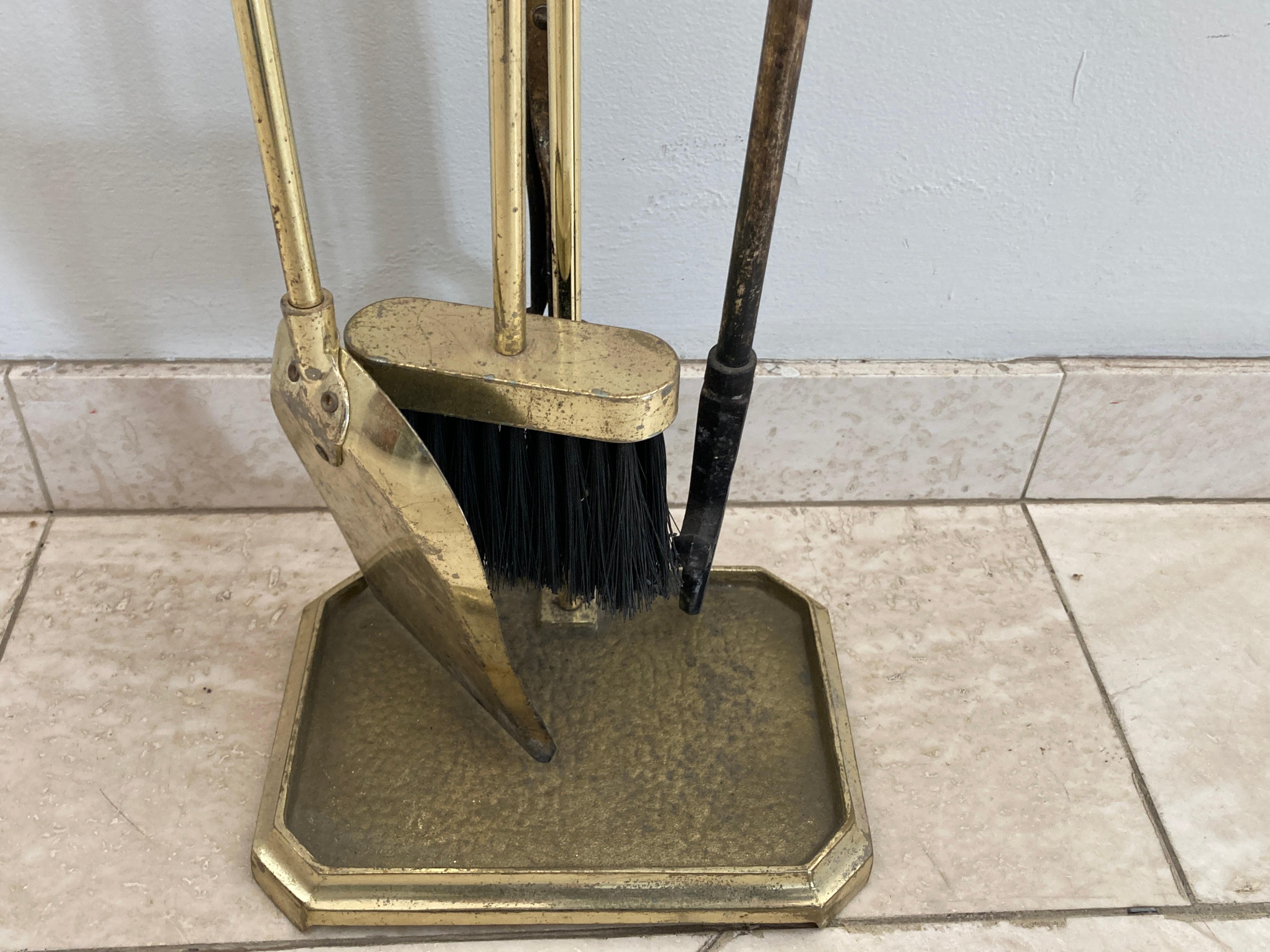 Vintage Fireplace Tools in Brass with Duck Heads, French, circa 1960 3