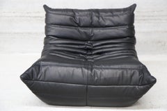 CERTIFIED Ligne Roset TOGO Lounge in Full Grain Black Leather, DIAMOND QUALITY