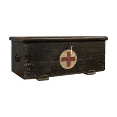 Vintage First Aid Chest, English, Pine, Trunk, Huddersfield Rifles, Regiment