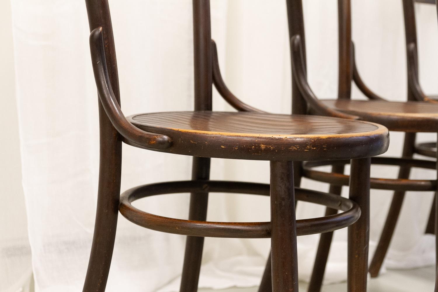 Vintage Fischel Bentwood Bistro Chairs, 1920s. Set of 6. For Sale 9