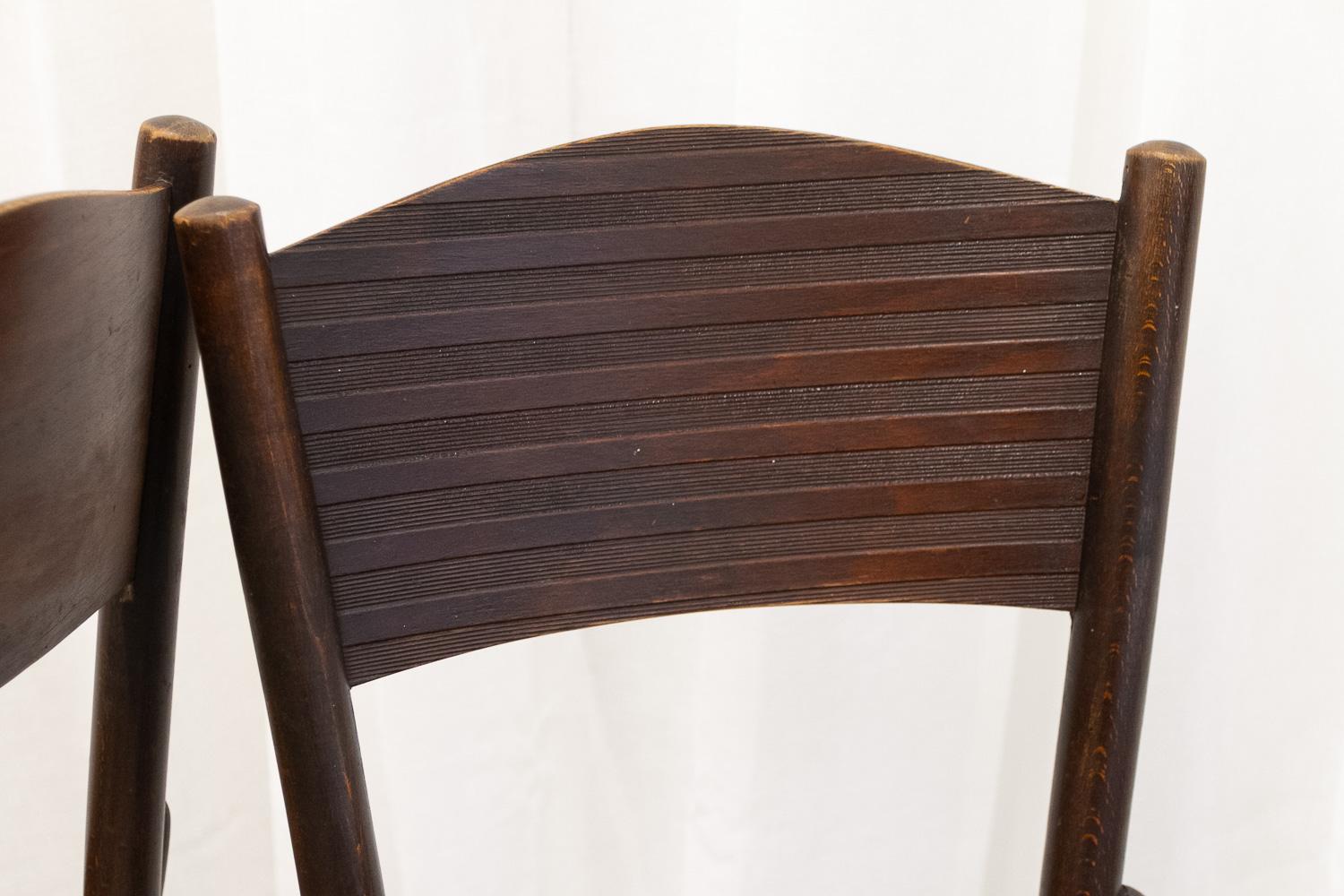 Czech Vintage Fischel Bentwood Bistro Chairs, 1920s. Set of 6. For Sale