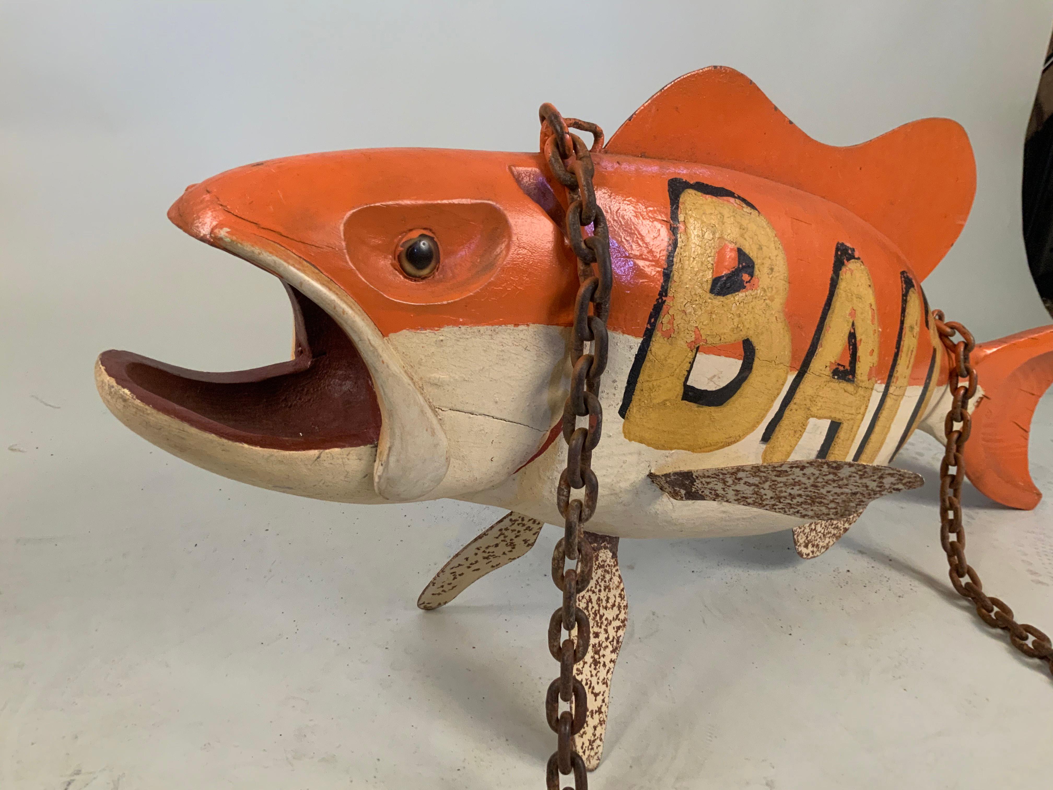 Mid-20th Century Vintage Fish Bait Trade Sign