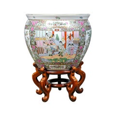 Vintage Fish Bowl on Stand, Jardinière, Plant, Ceramic, Pot, Mid-20th Century