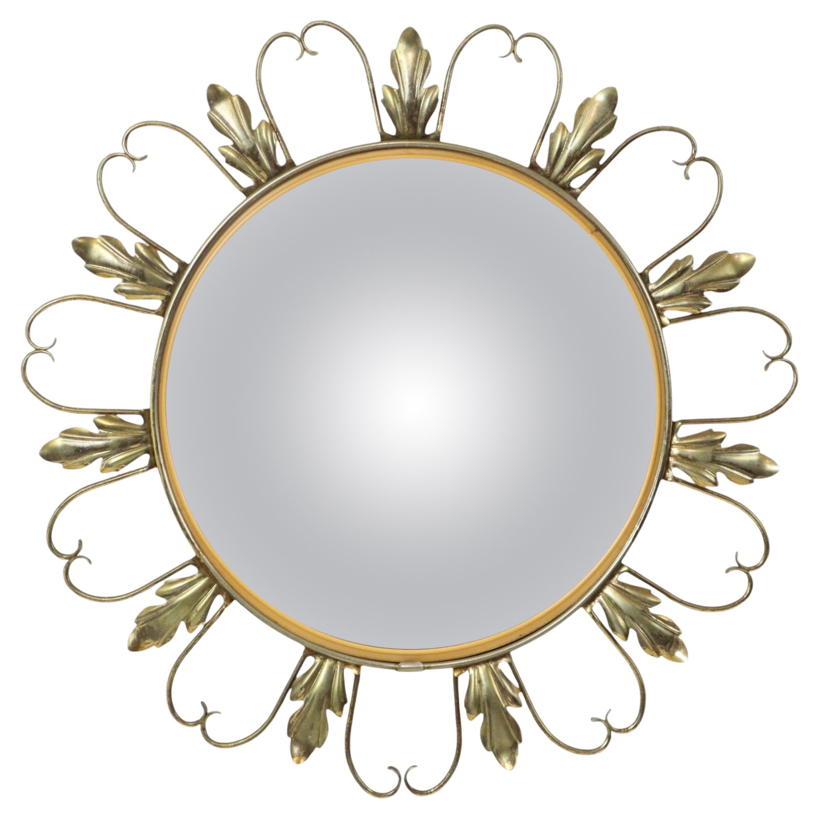 Vintage Fish Eye Convex Mirror Sunburst Witch Mirror Deknudt 46cm