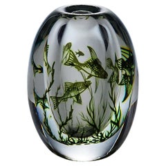 Vintage Fish Graal Vase by Edward Hald for Orrefors, Sweden 1963