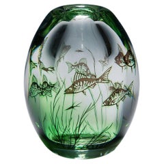Vaso vintage Fish Graal di Edward Hald per Orrefors, Svezia 1963