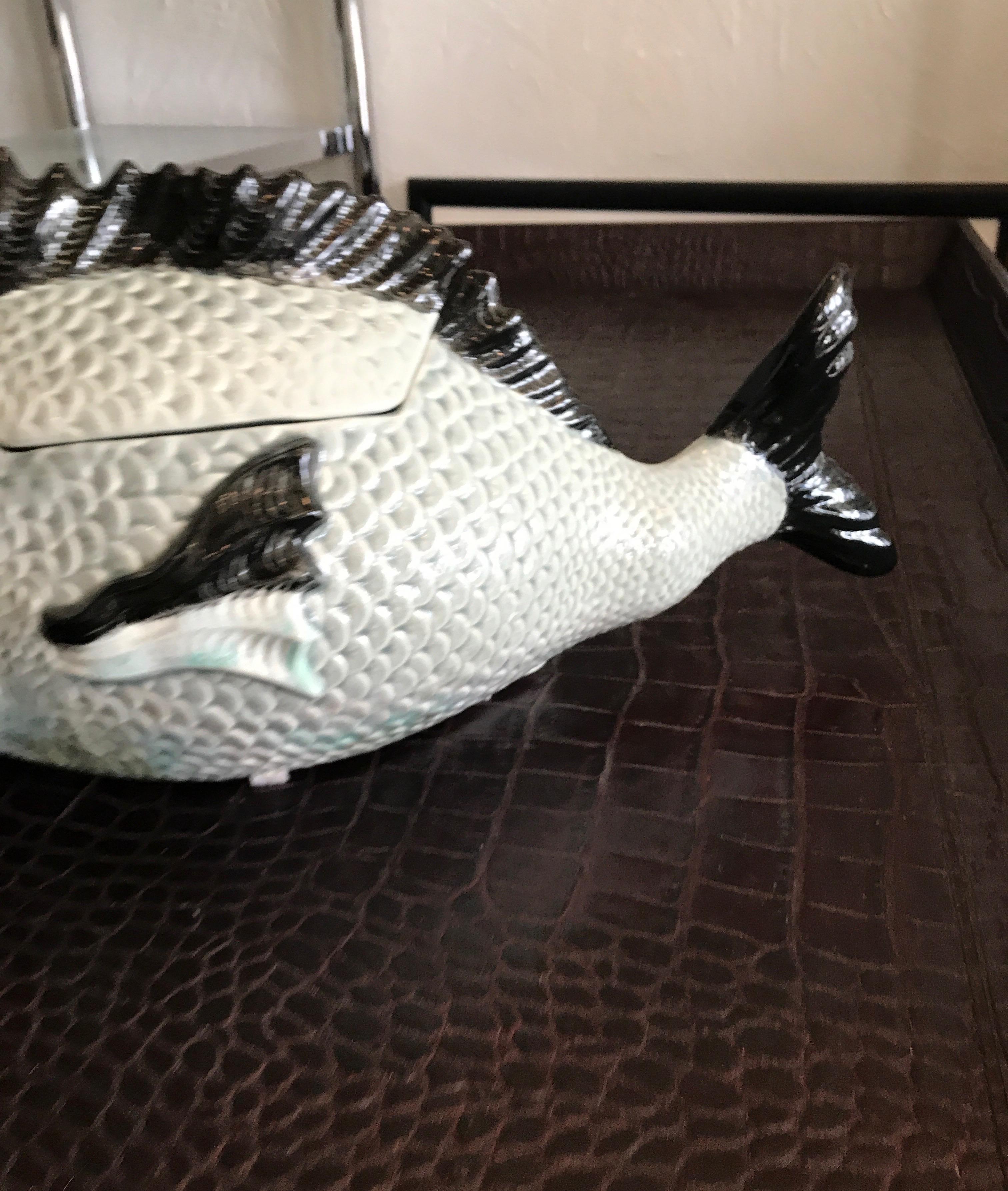 Porcelain Vintage Fish Tureen For Sale