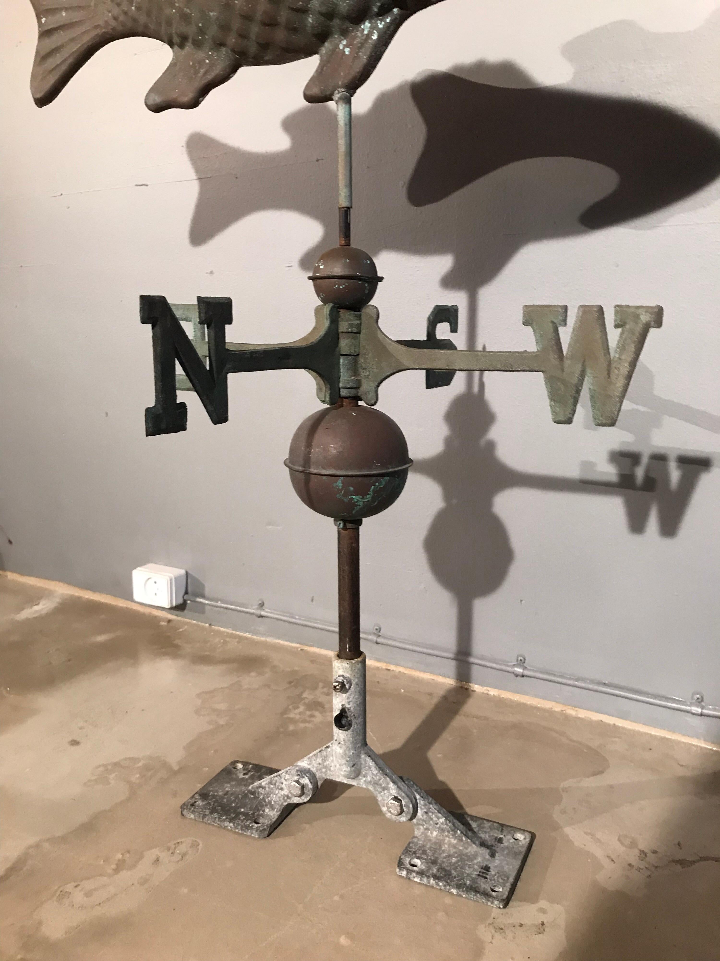Late 20th Century Vintage Fish Weathervane in Copper and Steel