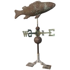 Vintage Fisch-Wetterfahne aus Kupfer und Stahl