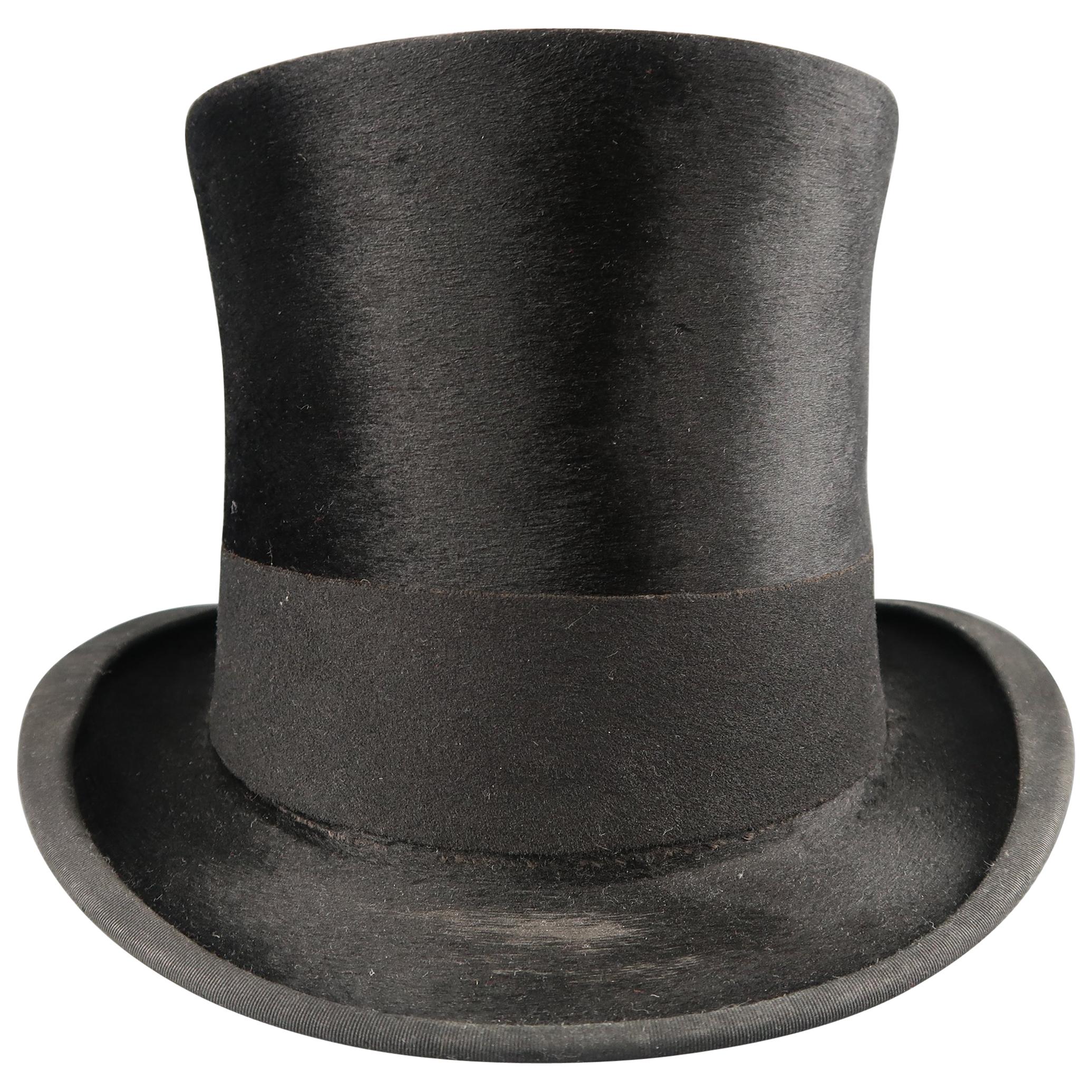 Vintage FISHER 
CO. San Francisco Black Silk Melusine Top Hat