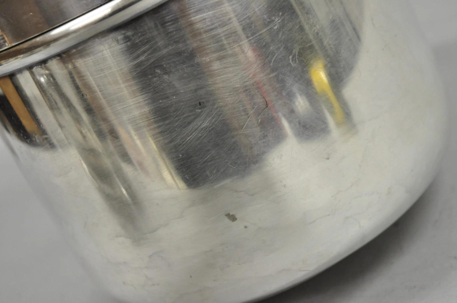 Vintage Fisher Mid Century Modern Art Deco Silver Plated Lidded Ice Bucket (Seau à glace à couvercle) en vente 3