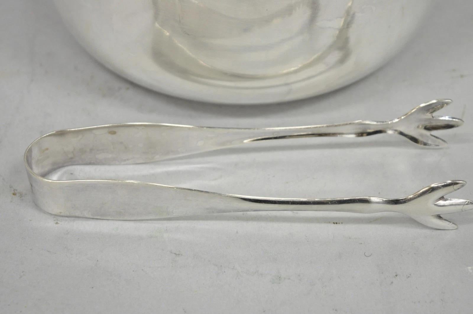Vintage Fisher Mid Century Modern Art Deco Silver Plated Lidded Ice Bucket (Seau à glace à couvercle) en vente 5