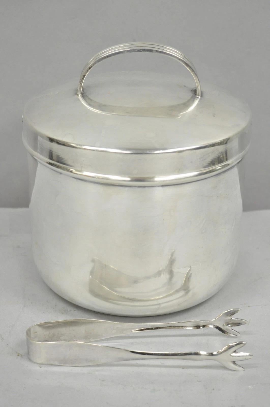 Inconnu Vintage Fisher Mid Century Modern Art Deco Silver Plated Lidded Ice Bucket (Seau à glace à couvercle) en vente