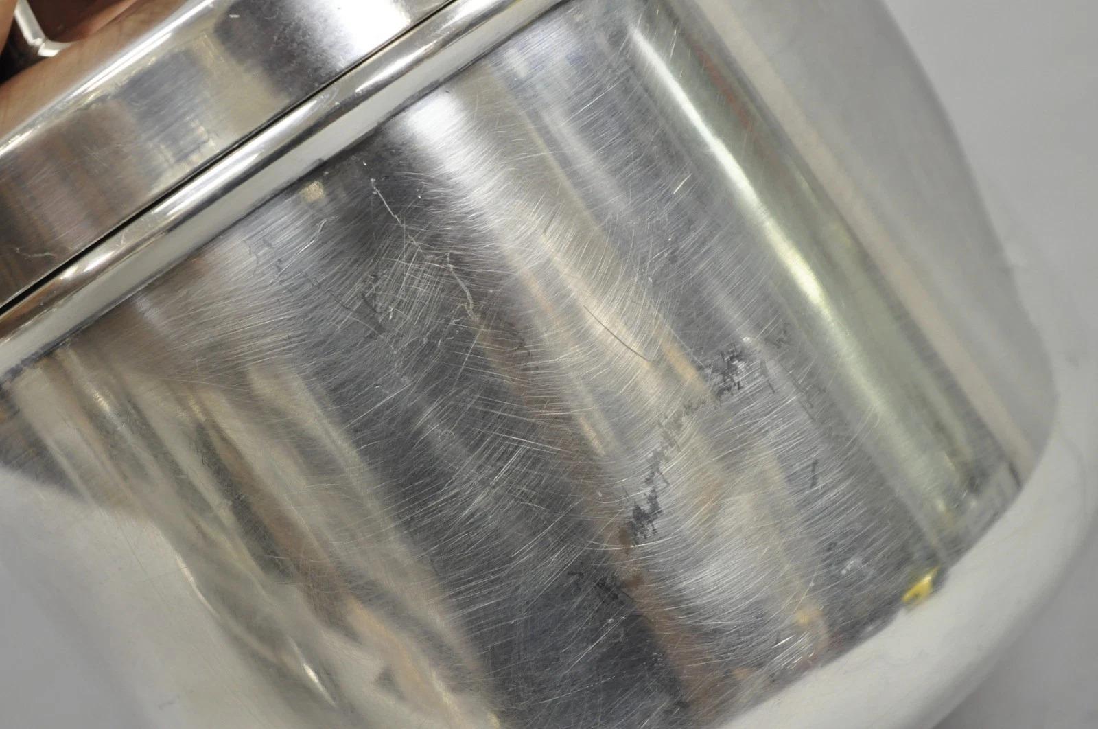 Vintage Fisher Mid Century Modern Art Deco Silver Plated Lidded Ice Bucket (Seau à glace à couvercle) en vente 2