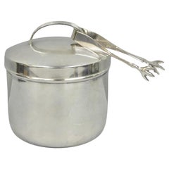 Vintage Fisher Mid Century Modern Art Deco Silver Plated Lidded Ice Bucket