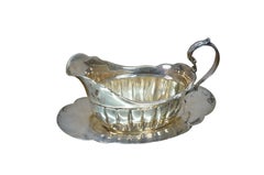 Vintage Fisher Silversmiths Sterling Silver Gravy Boat & Underplate 342g 7.5"