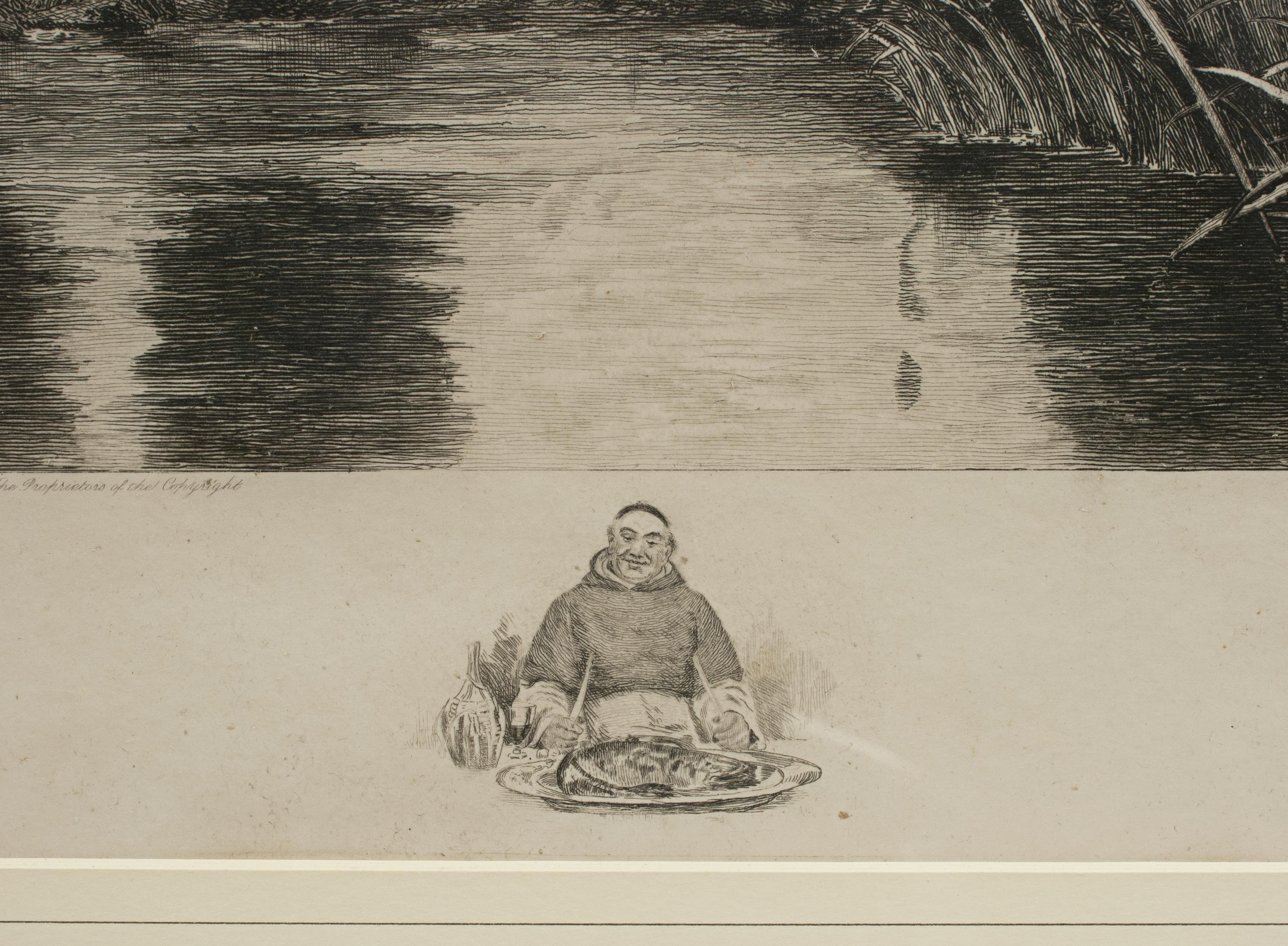 Sporting Art Vintage Fishing Picture, Thursday by Dendy Sadler, Monks Fishing