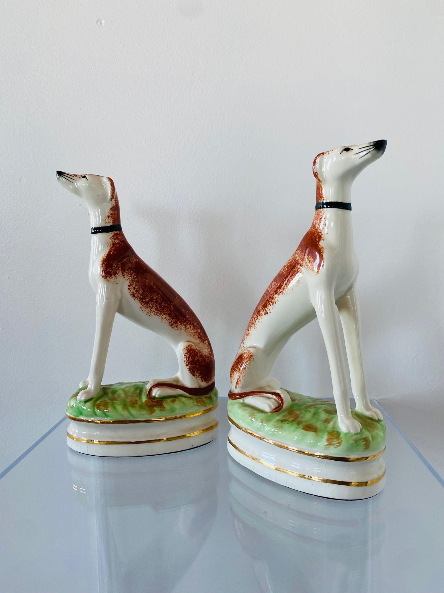 Vintage Fitz and Floyd Ceramic Staffordshire Hunting Dog Bookends For Sale 6