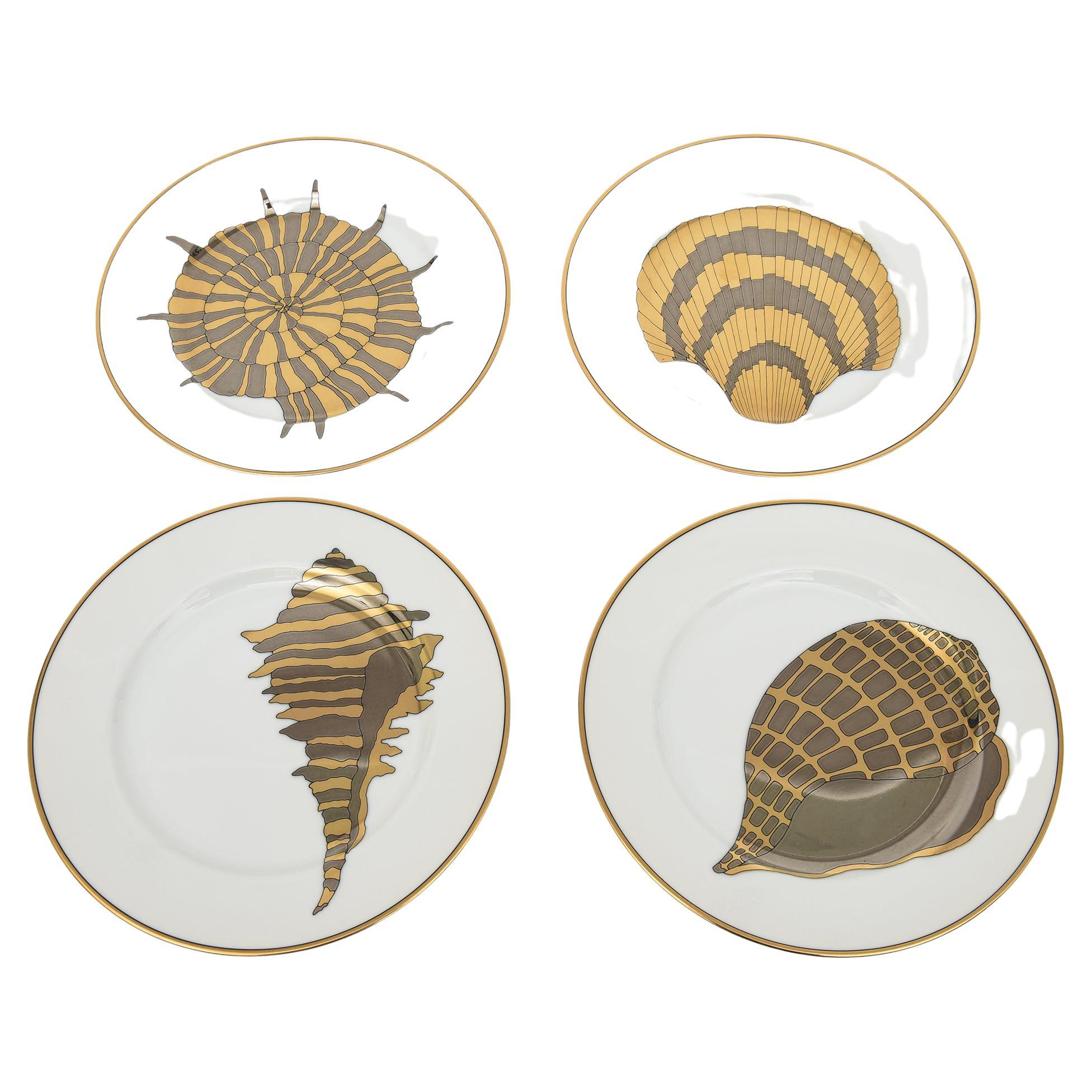 Vintage Fitz and Floyd Porcelain Gilded Shell Desert or Appetizer Shell Plates For Sale at 1stDibs fitz and floyd shell dish