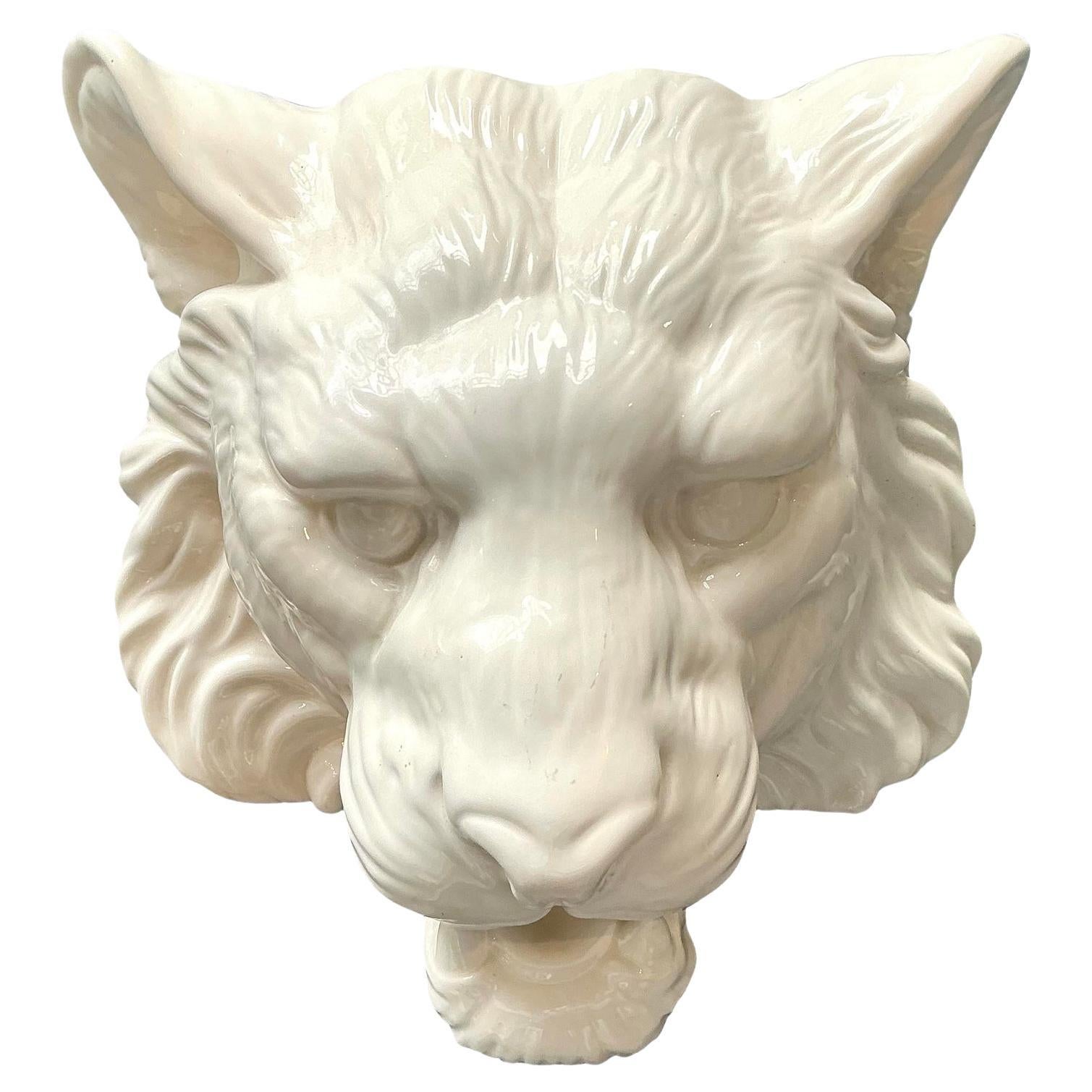 Vintage Fitz and Floyd Tiger Head Wall Wall Pocket
