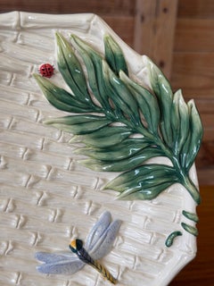 Vintage Fitz & Floyd Tropical Bamboo Basketweave Majolica Style Decorative Plate