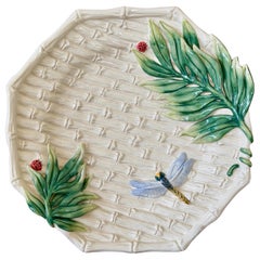 Vintage Fitz & Floyd Tropical Bamboo Basketweave Majolica Style Decorative Plate