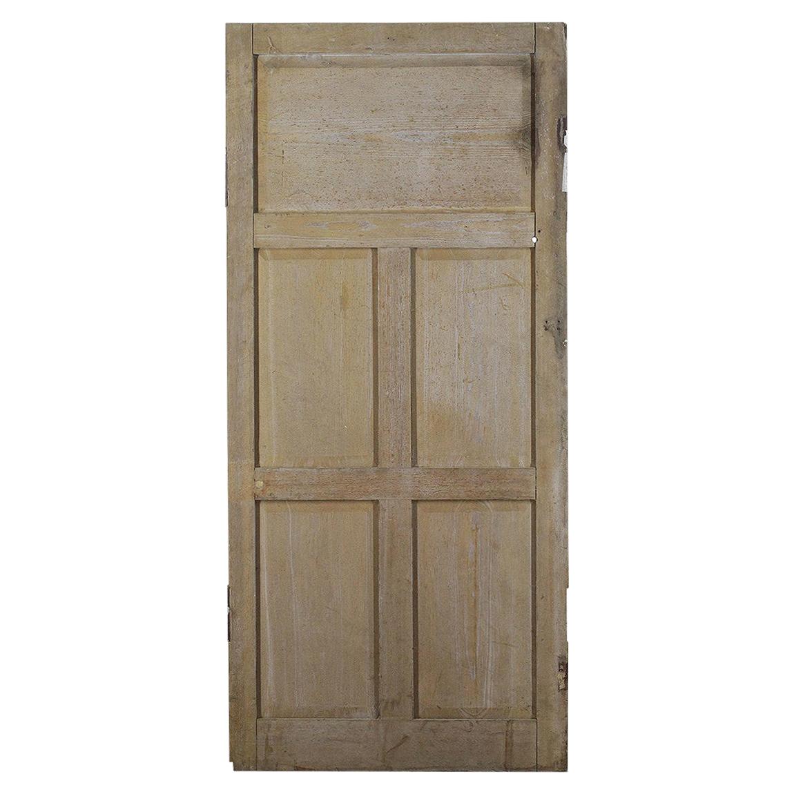 Vintage Five Panel Pine Interior Door, 20th Century For Sale