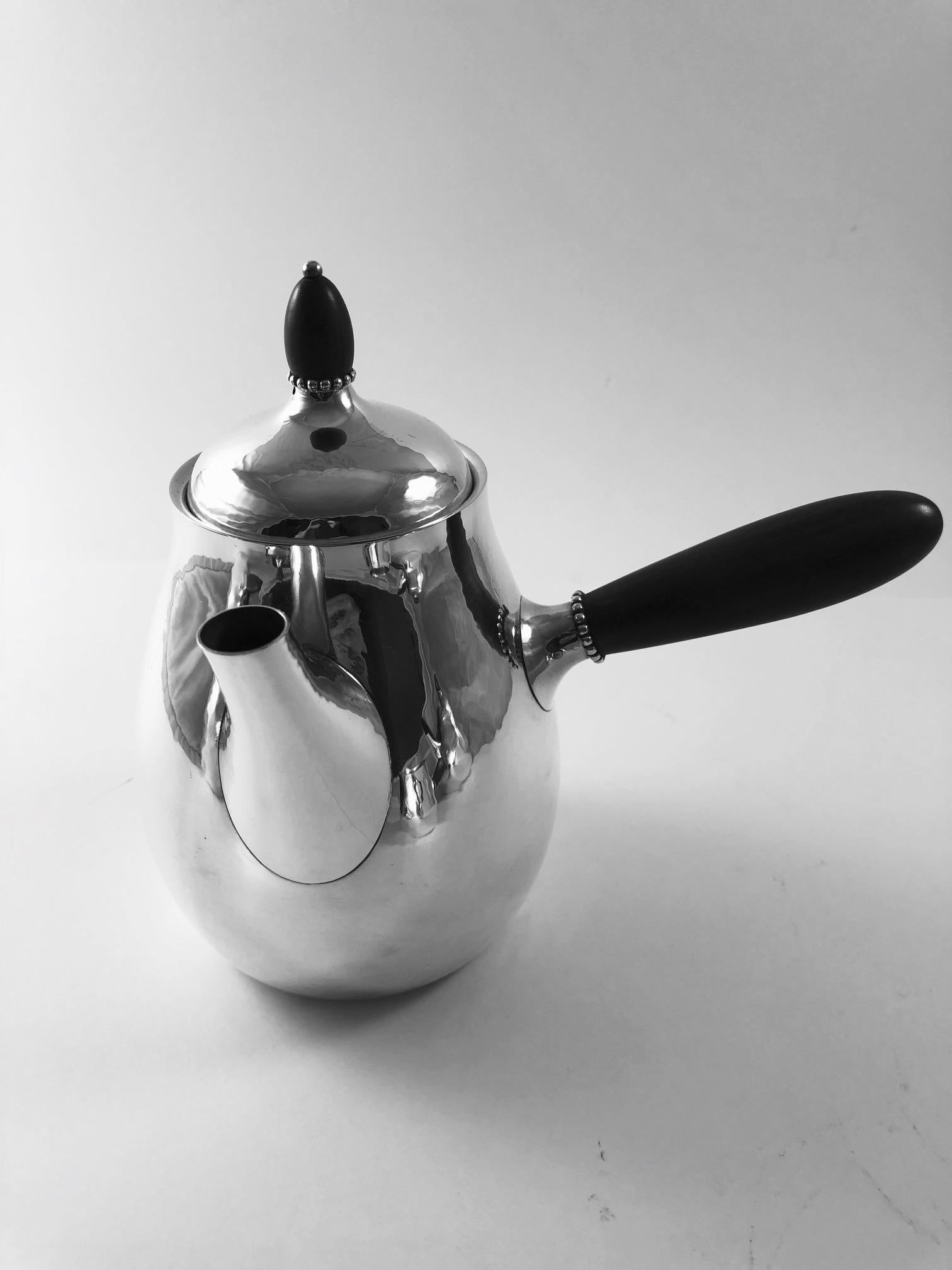 Hammered Vintage Five-Piece Georg Jensen Tea Service 80 For Sale