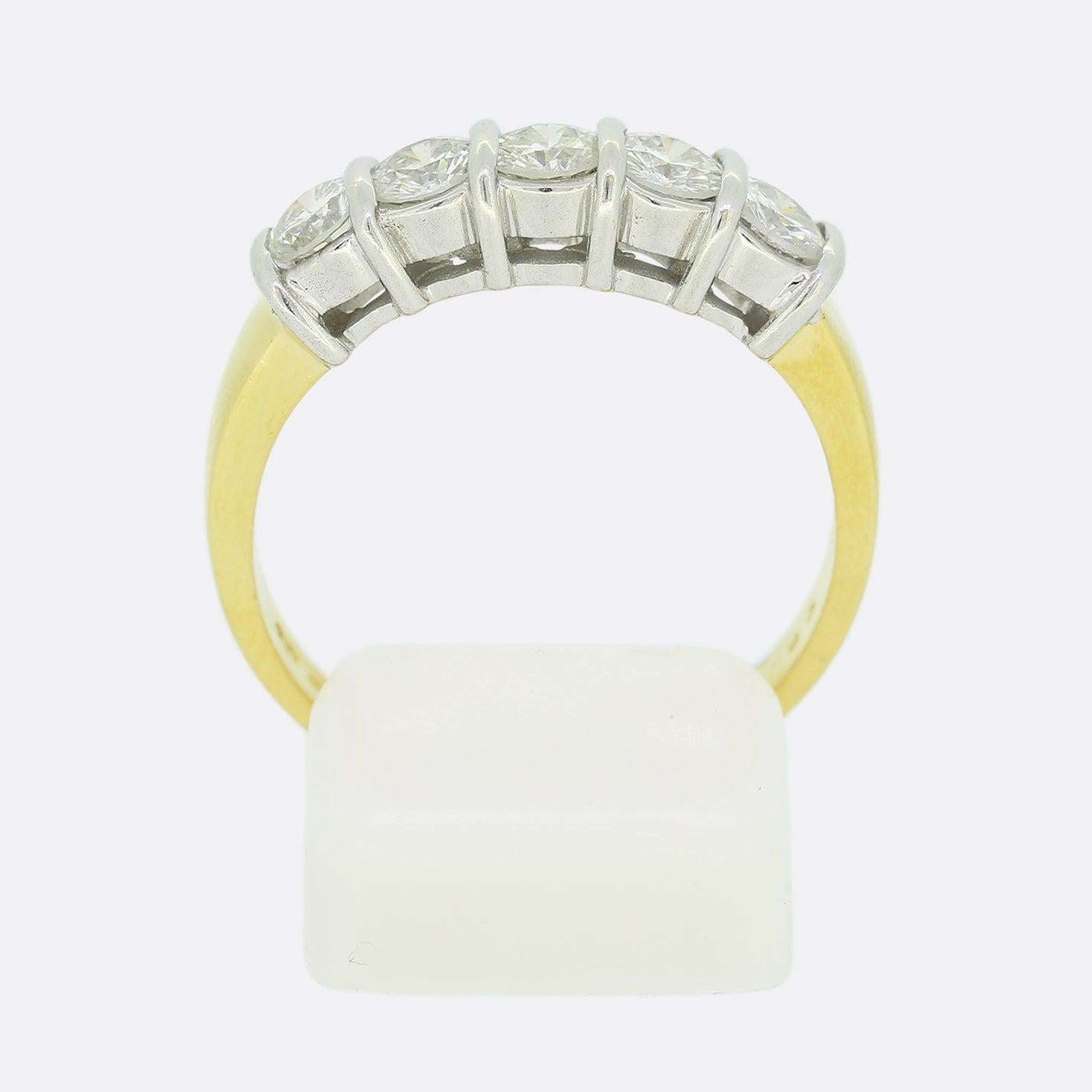 Vintage Fünf-Stein-Diamant-Ring mit 0,90 Karat Diamant im Zustand „Gut“ im Angebot in London, GB