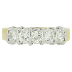 Vintage Five Stone 0.90 Carat Diamond Band Ring