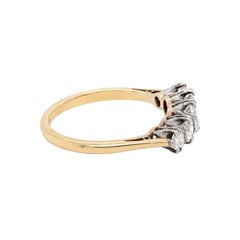 Vintage Five-Stone Diamond Platinum and 18 Carat Yellow Gold Ring