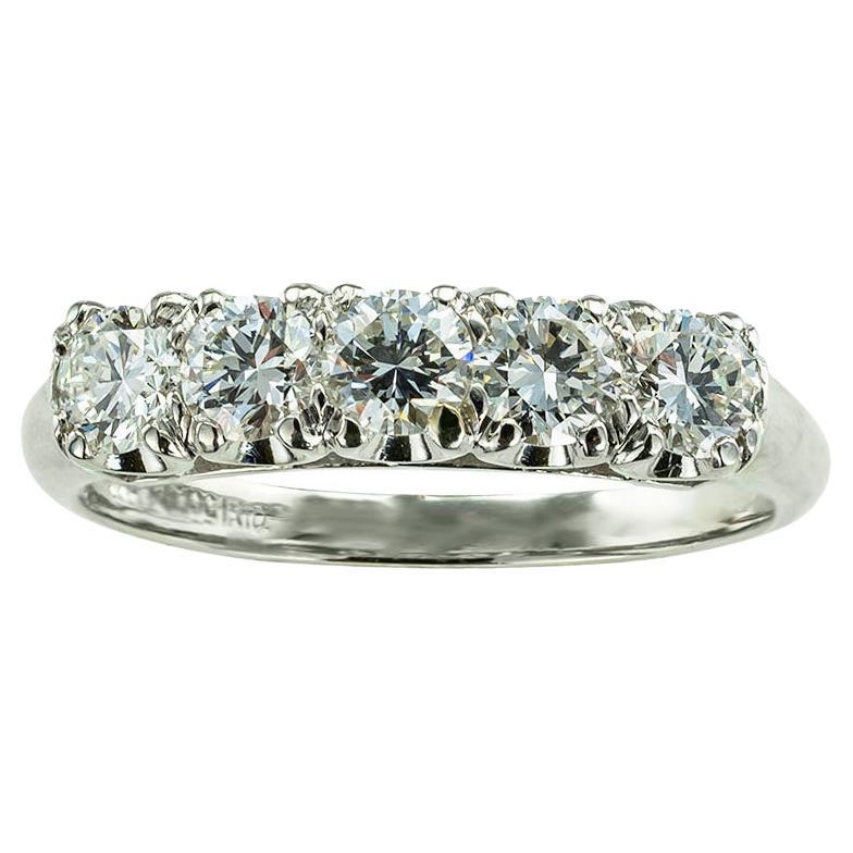 Vintage Five Stone Diamond Platinum Ring
