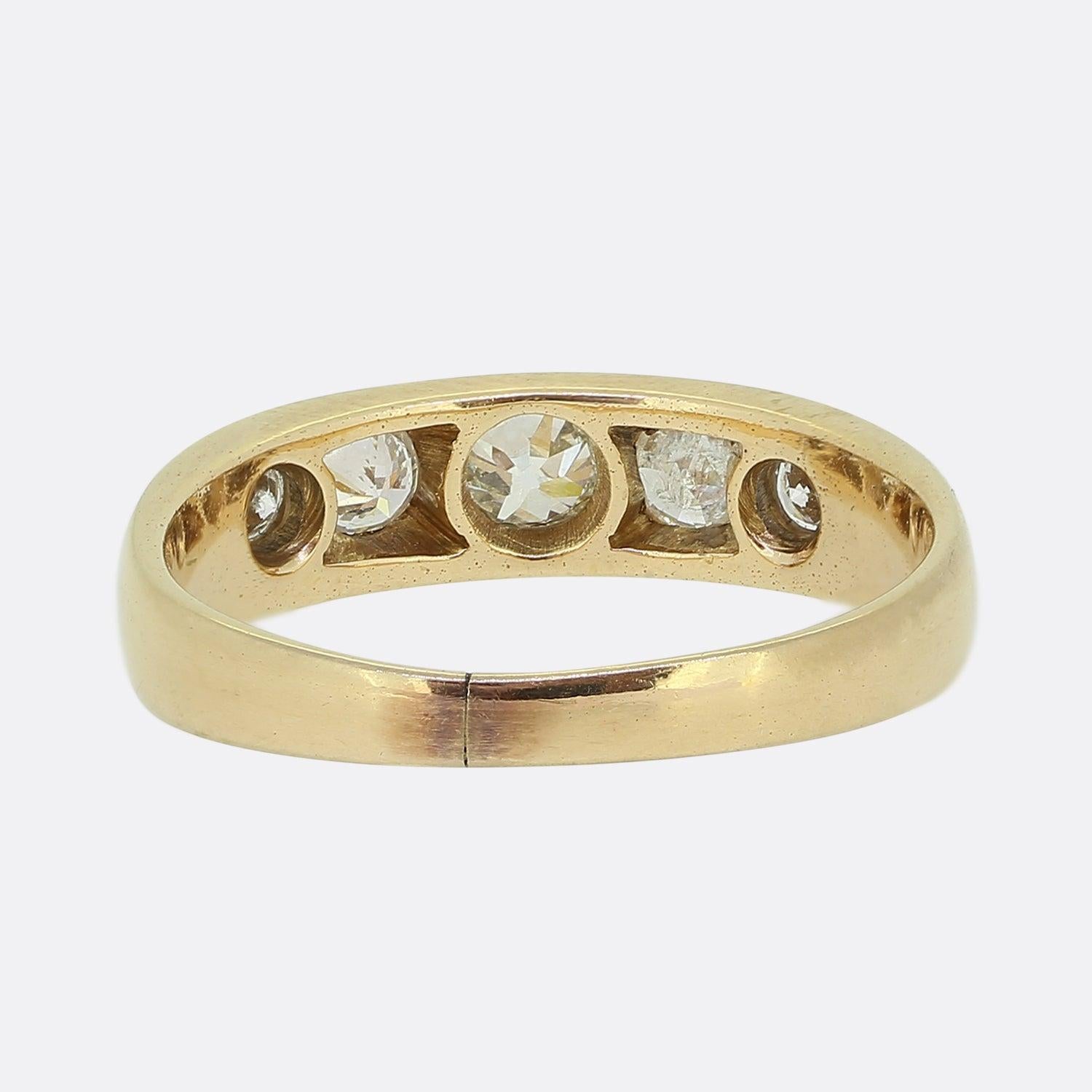 Women's or Men's Vintage Five-Stone Diamond Ring
