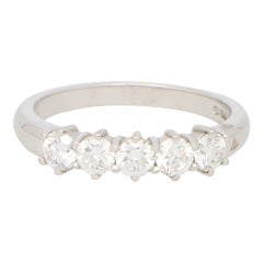 Vintage Five Stone Diamond Ring Set in 18k White Gold