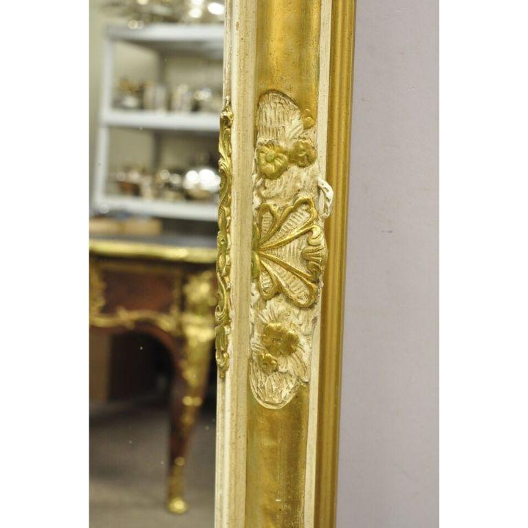 Vintage FJ Newcomb Italian Regency Style Gold Cream Gilt Rectangular Wall Mirror For Sale 5